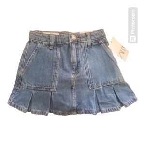 ZARA Girl's Blue Pleated Denim Skirt - Size 8